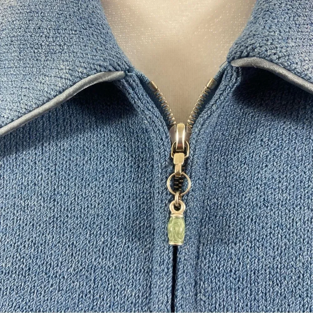 St. John Collection Brand Blue Full Zipper Knit Jacket Size 4 - Picture 12 of 13